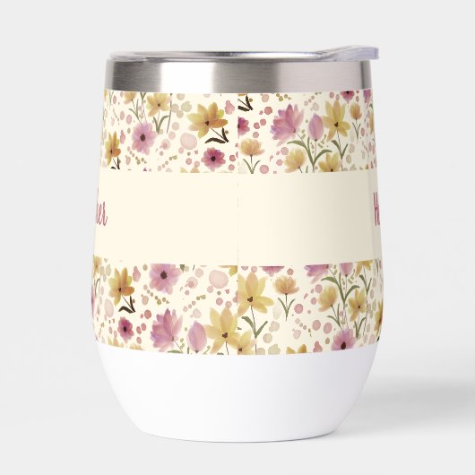 Rosa Wildblumen-Wasserfarben-Monogramm benannt (Links)