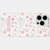 Rosa Wildblumen-Wasserfarben-Monogramm Case-Mate iPhone Hülle (Rückseite (Horizontal))