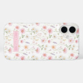 Rosa Wildblumen-Wasserfarben-Monogramm Case-Mate iPhone Hülle (Rückseite (Horizontal))