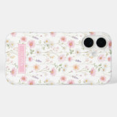 Rosa Wildblumen-Wasserfarben-Monogramm Case-Mate iPhone Hülle (Rückseite (Horizontal))