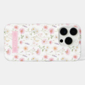 Rosa Wildblumen-Wasserfarben-Monogramm Case-Mate iPhone Hülle (Rückseite (Horizontal))