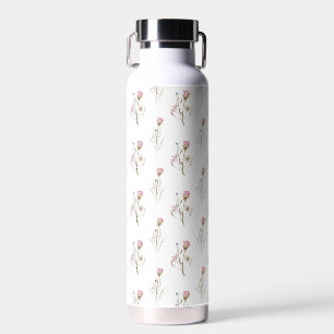 Rosa Wildblumen-Wasserfarbmuster Trinkflasche