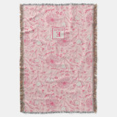 Rosa Wildblumen-Wurfdecke mit Monogramm Decke (Vorderseite Vertikal)
