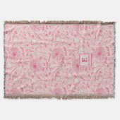 Rosa Wildblumen-Wurfdecke mit Monogramm Decke (Vorderseite)