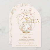 Rosa Wildblumen Zeit für Tee-Brautparty-Party Einladung (Vorne/Hinten)