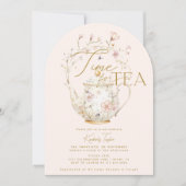 Rosa Wildblumen Zeit für Tee-Brautparty-Party Einladung (Vorderseite)