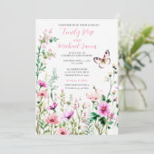 Rosa Wildblumengarten-Hochzeit Einladung (Stehend Vorderseite)
