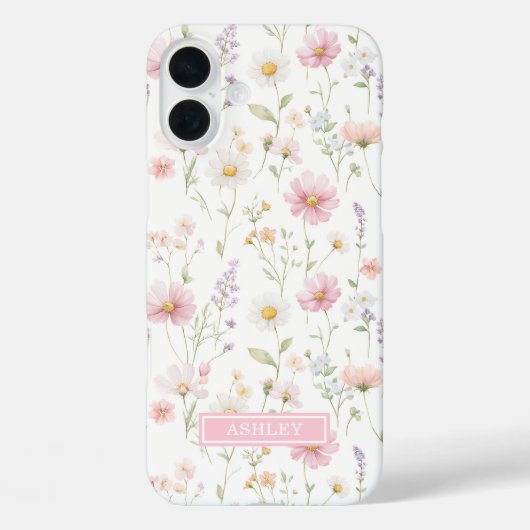 Rosa Wildblumengarten-Monogramm Case-Mate iPhone Hülle (Rückseite)