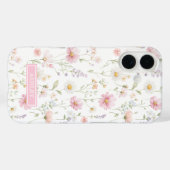 Rosa Wildblumengarten-Monogramm Case-Mate iPhone Hülle (Rückseite (Horizontal))