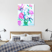 Rosa Wildblumenstrauß Leinwanddruck (Insitu (Schlafzimmer))