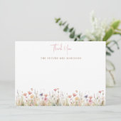 Rosa Wilde Blume Brautparty Dankeskarte (Stehend Vorderseite)