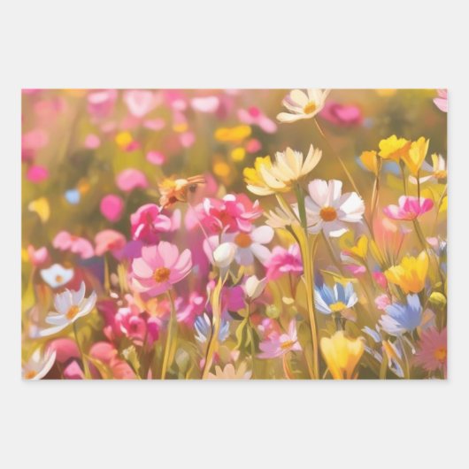 Rosa Wilde Blume Feld 2025 Geschenkpapier Set (Vorderseite)