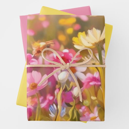 Rosa Wilde Blume Feld 2025 Geschenkpapier Set (Beispiel)
