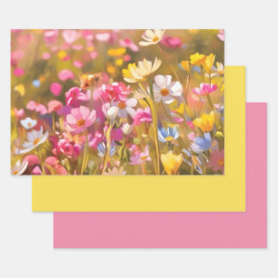 Rosa Wilde Blume Feld 2025 Geschenkpapier Set