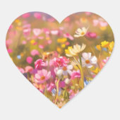 Rosa Wilde Blume Feld 2025 Herz-Aufkleber (Vorderseite)