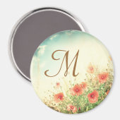 Rosa Wilde Blume im Anfangsmagazin "Field Monogram Magnet (Vorderseite/Rückseite)