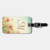 Rosa Wilde Blume im Feld Monogramm Gepäckanhänger (Vorderseite horizontal)