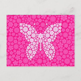 Rosa Wilde Blume Schmetterling Postkarte