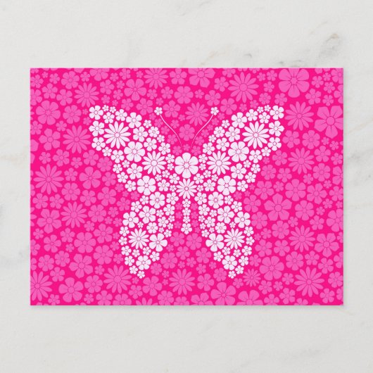 Rosa Wilde Blume Schmetterling Postkarte (Vorderseite)