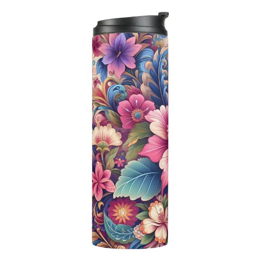 Rosa Wilde Blume Thermosbecher (Nach links gedreht)