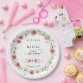 Rosa Wilde Blumen Brautparty Pappteller (Party)