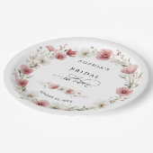 Rosa Wilde Blumen Brautparty Pappteller (Schrägansicht)