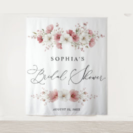 Rosa Wilde Blumen Brautparty-Tapeten Wandteppich