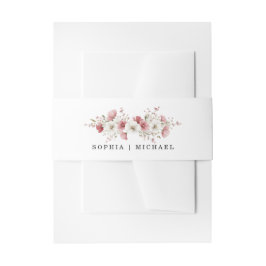 Rosa Wilde Blumen Hochzeit Einladungsbanderole