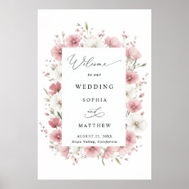 Rosa Wilde Blumen Hochzeit Poster
