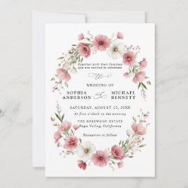 Rosa Wilde Blumen Hochzeitseinladung Einladung