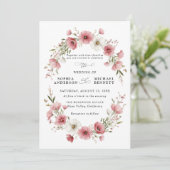 Rosa Wilde Blumen Hochzeitseinladung Einladung (Stehend Vorderseite)