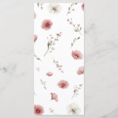 Rosa Wilde Blumen Hochzeitsmenü Menükarte (Rückseite)