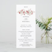 Rosa Wilde Blumen Hochzeitsmenü Menükarte (Stehend Vorderseite)