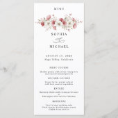 Rosa Wilde Blumen Hochzeitsmenü Menükarte (Vorderseite)
