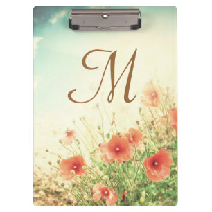 Rosa wilde Blumen Monogramm Anfangsbuchstabe Klemm Klemmbrett