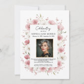 Rosa wilde Blumen Trauer Einladung (Vorderseite)