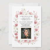 Rosa wilde Blumen Trauer Einladung (Rückseite)