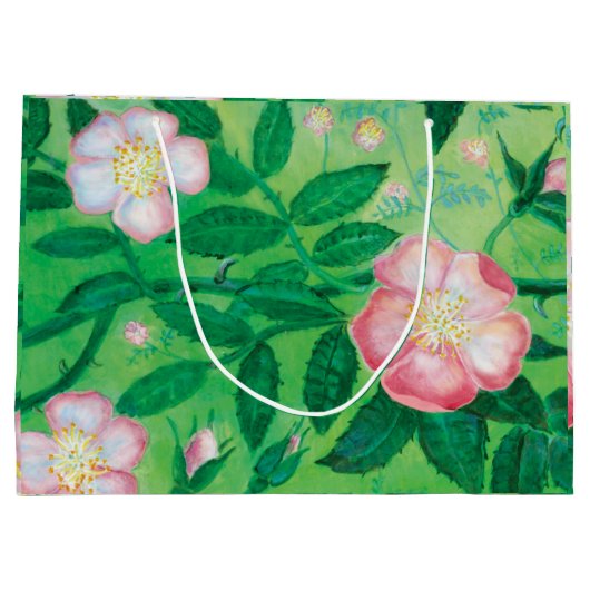 Rosa Wilde Rose Blume Große Geschenktüte (Rückseite)