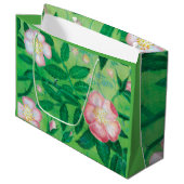 Rosa Wilde Rose Blume Große Geschenktüte (Vorderseite Schrägansicht)