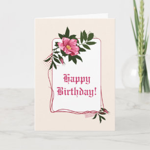 Rosa wilde Rose, Leinen floral Alles Gute zum Gebu Karte