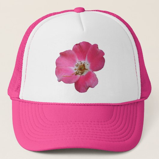 Rosa wilde Rose Truckerkappe (Vorderseite)