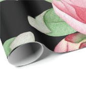 Rosa wilder Rosewatercolor-schwarzer mit Geschenkpapier (Rolleneckpunkt)