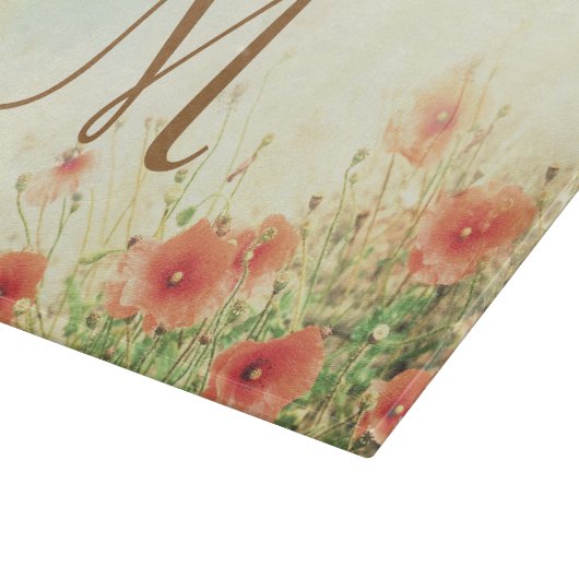 Rosa wildes Blumen-Monogramm-Glasschneiden-Brett Schneidebrett (Ecke)