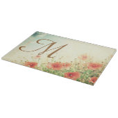 Rosa wildes Blumen-Monogramm-Glasschneiden-Brett Schneidebrett (Ecke)