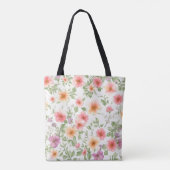 Rosa Wildrose Blumenmuster, Boho Tasche (Rückseite)