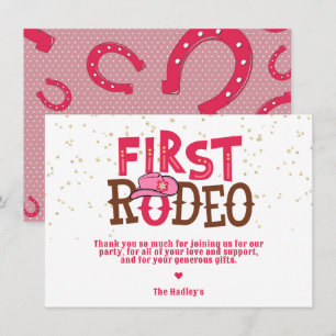 Rosa Wildwest-Cowgirl zum 1. Geburtstag Dankeschön Mitteilungskarte