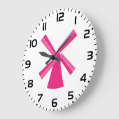 Rosa Windmühle Große Wanduhr (Winkel)