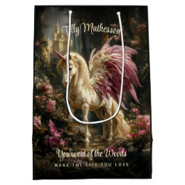 Rosa Winged Forest Unicorn Wald Wald Wald Mittlere Geschenktüte