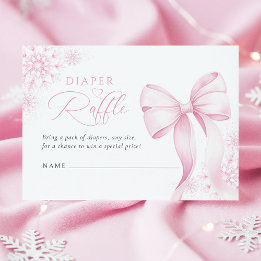 Rosa Winter-Baby-Shower-Windel-Raffel Begleitkarte