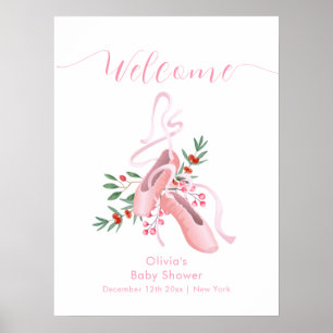 Rosa Winter-Ballerina-Tutu-Baby-Shower-Willkommen Poster